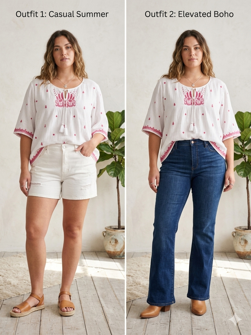 Soft Surroundings white red Gauze Lined Cotton Embroidered Top XL Tassel Comfy